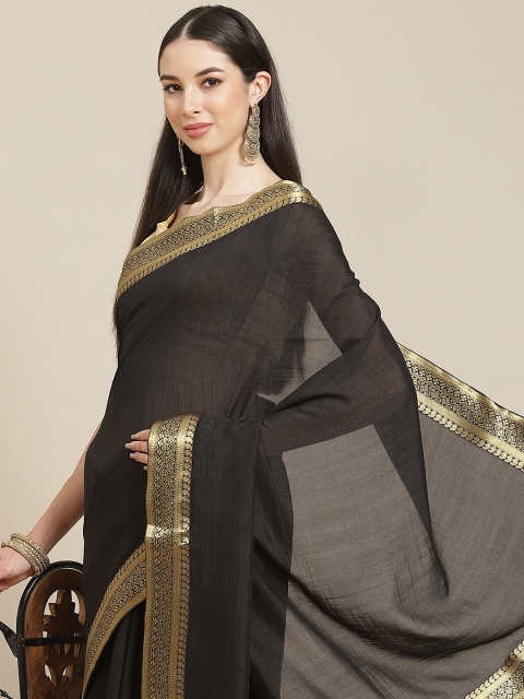 

Anouk Black & Gold-Toned Banarasi Saree