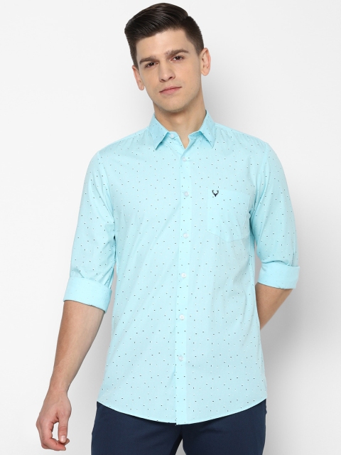 

Allen Solly Men Blue Slim Fit Opaque Printed Cotton Casual Shirt