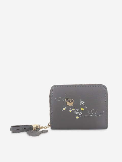 

Stropcarry Grey & Gold-Toned Printed Purse Clutch