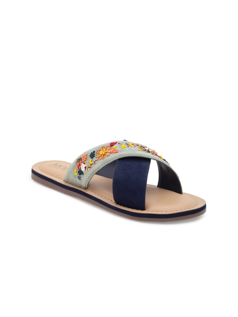 

Mode by Red Tape Women Green & Yellow Embellished Open Toe Flats