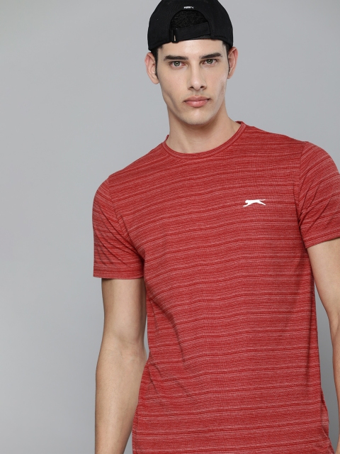 

Slazenger Men Red & White Striped Bio-Wash T-shirt