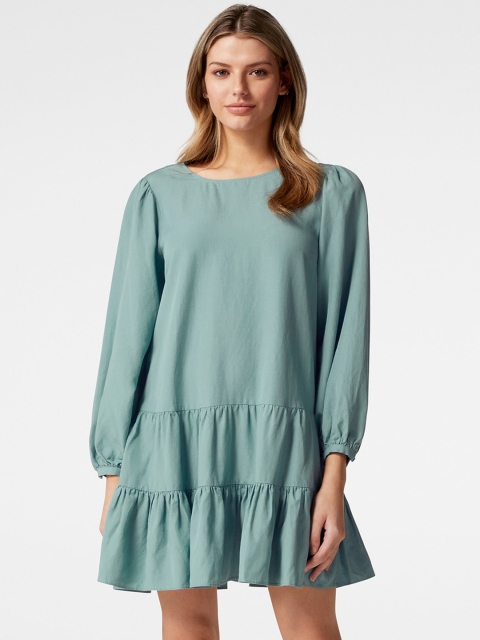 

Forever New Women Blue Tiered Drop-Waist Dress