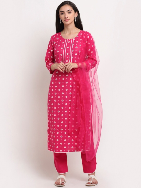 

KALINI Women Pink Ethnic Motifs Printed Kurti with Salwar & Dupatta