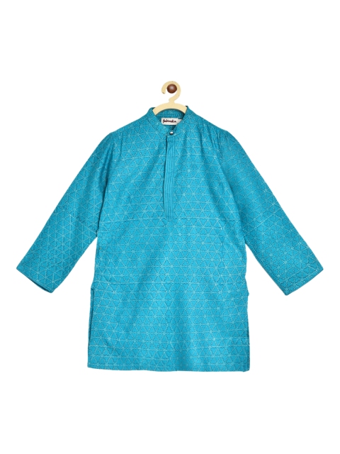 

Fabindia Boys Turquoise Blue Ethnic Motifs Printed Kurta