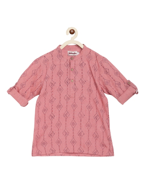

Fabindia Boys Red & Pink Printed Kurta