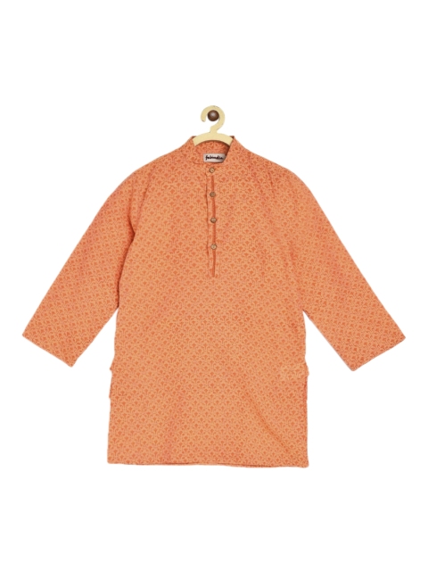 

Fabindia Boys Peach-Coloured Ethnic Motifs Printed Kurta