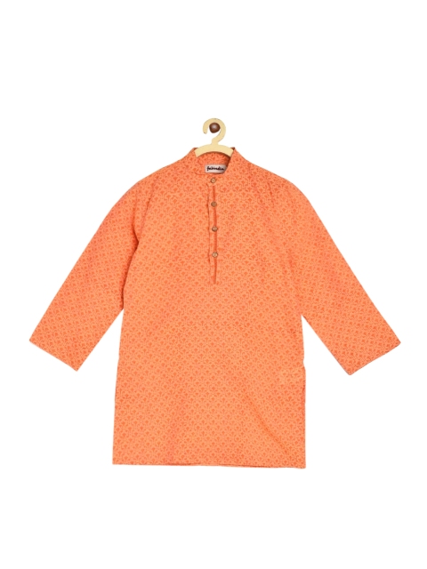 

Fabindia Boys Peach-Coloured Ethnic Motifs Printed Kurta