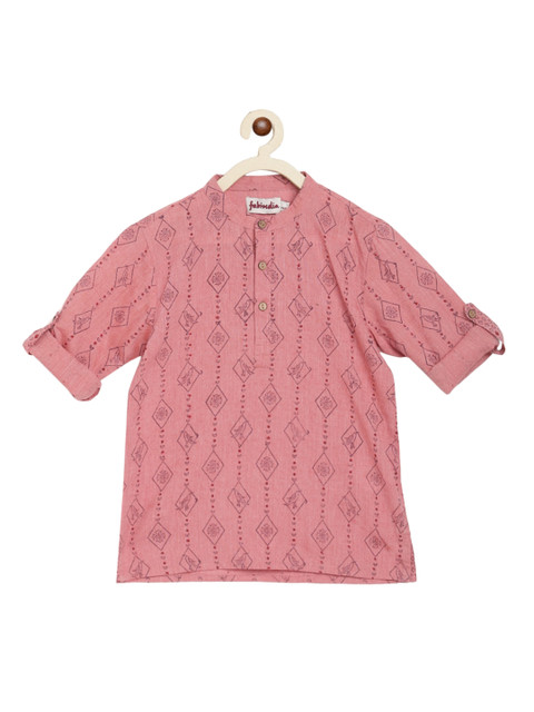 

Fabindia Boys Red Ethnic Motifs Printed Cotton Kurta