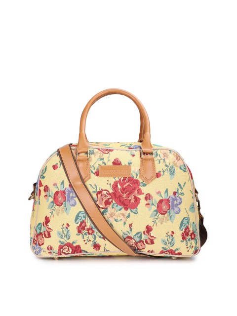 

THE CLOWNFISH Yellow & Red Floral Printed Travel Duffle Bag