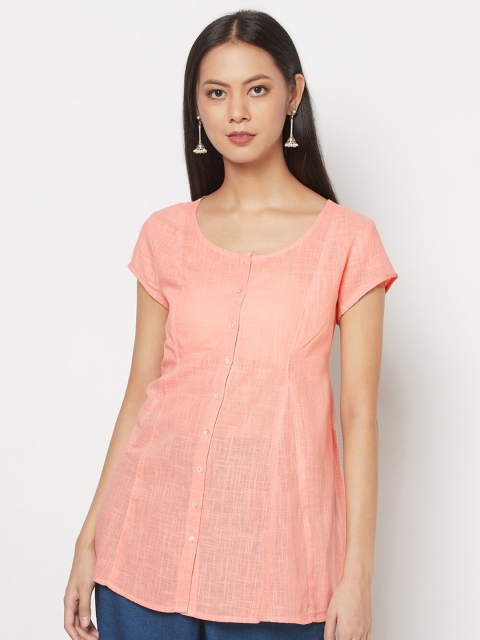 

Fabindia Pink Solid A-Line Top
