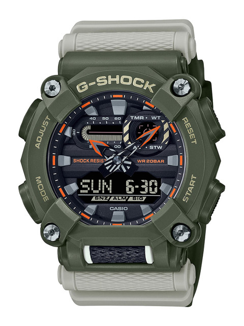 

CASIO Men Grey Dial & Green Straps Analogue and Digital Watch