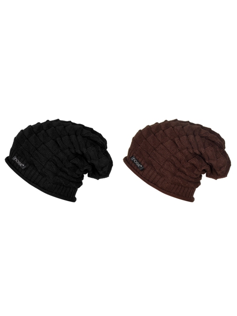 

NOISE Unisex Set of 2 Beanies, Black