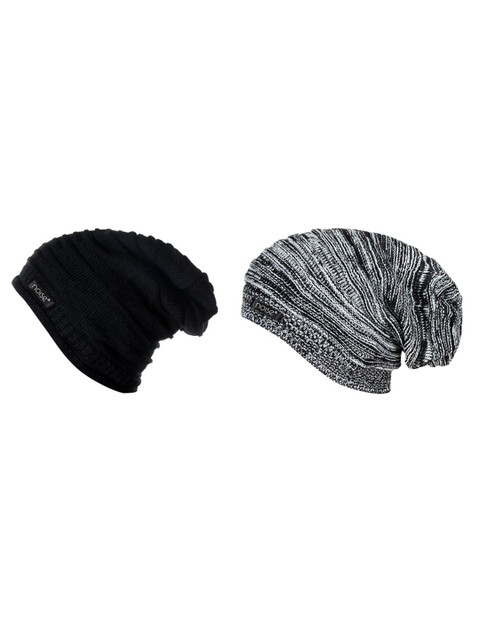 

NOISE Unisex Set of 2 Beanies, Black