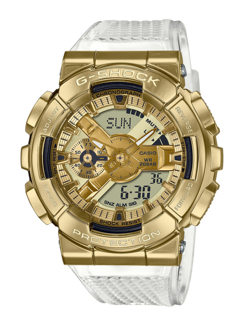 

CASIO Men Gold-Toned Dial & White Straps Analogue and Digital Watch G1143
