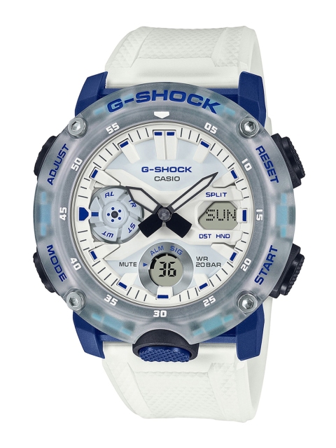 

CASIO Men White Patterned Dial & White Textured Straps Analogue and Digital Watch