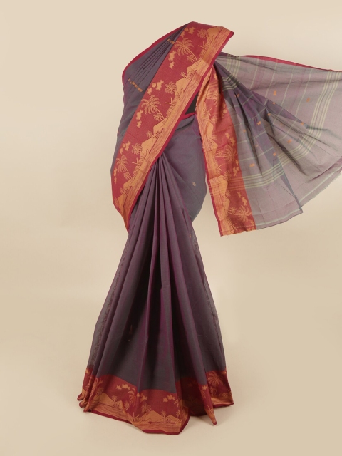 

Pothys Violet & Red Woven Design Pure Cotton Saree