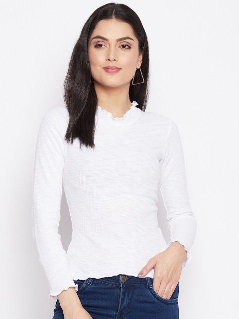 

HARBORNBAY Women White Pockets T-shirt