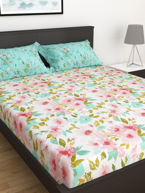 

Home Centre Blue & White Floral 152 TC King Bedsheet with 2 Pillow Covers