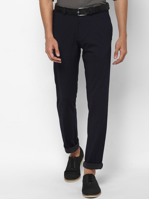 

Allen Solly Men Navy Blue Printed Slim Fit Trousers