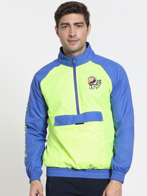 

Bewakoof Men Green & Blue Colourblocked Bomber Jacket