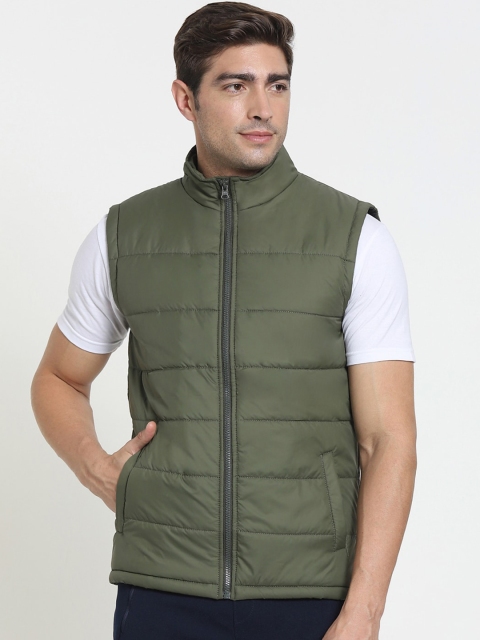 

Bewakoof Men Olive Green Puffer Jacket