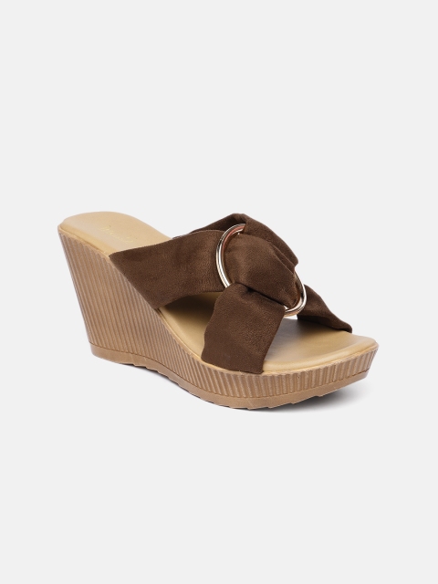 

Inc 5 Women Brown Solid Casual Regular Ankle Wedge Sandals
