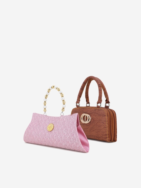 

Element Cart Pack Of 2 Pink & Brown Printed Quilted Purse & Clutch