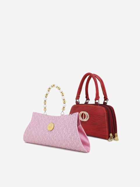 

Element Cart Pink & Red Set Of 2 Embellished Purse Clutches