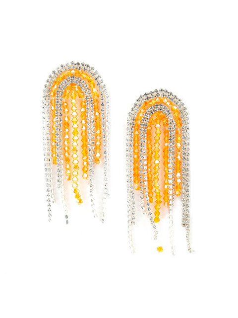 

ODETTE Orange & Silver-Toned Contemporary Drop Earrings