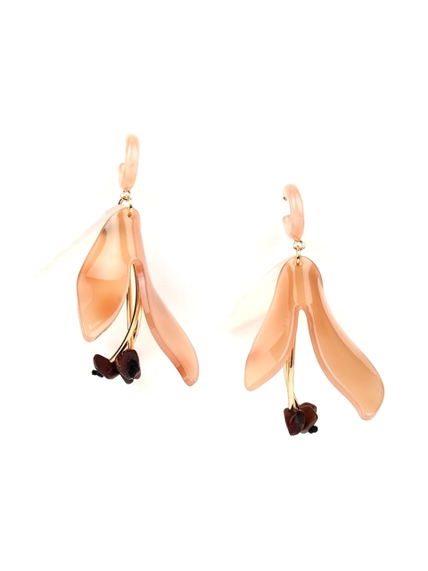 

ODETTE Gold-Toned & Peach-Coloured Contemporary Drop Earrings