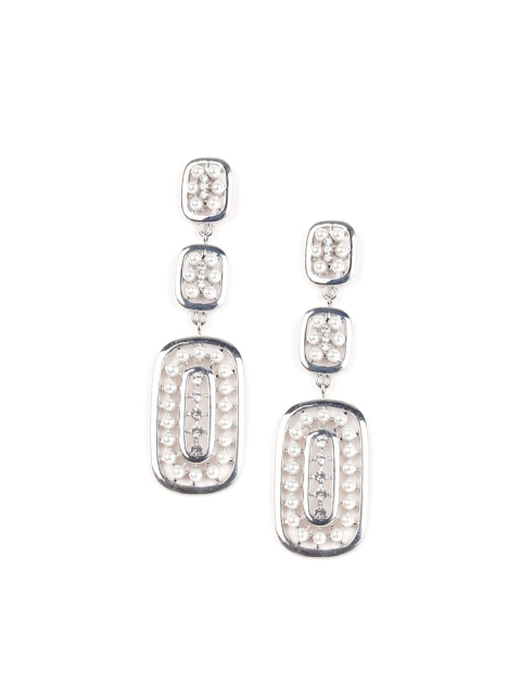

ODETTE Silver-Toned Contemporary Drop Earrings