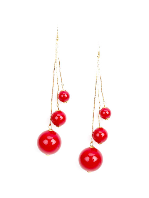 

ODETTE Red Contemporary Drop Earrings