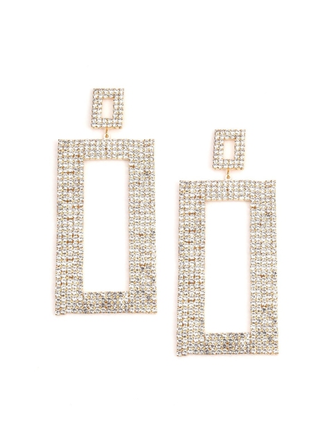 

ODETTE Gold-Toned & White Geometric Drop Earrings