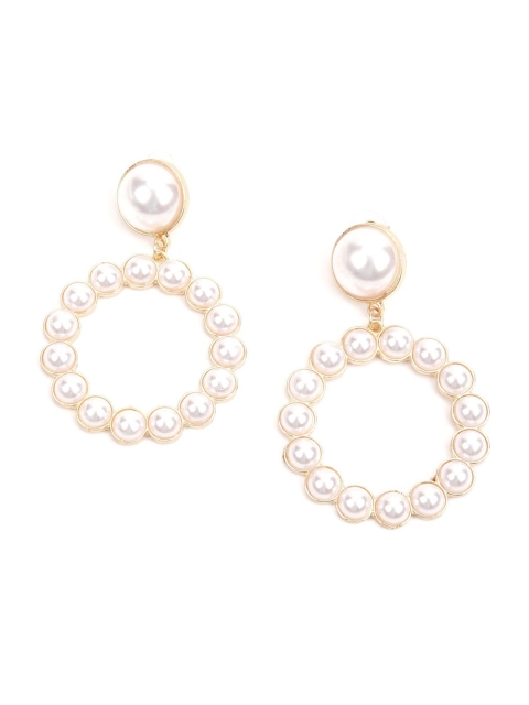 

ODETTE White Circular Drop Earrings