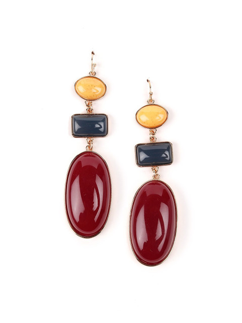 

ODETTE Red & Yellow Contemporary Drop Earrings