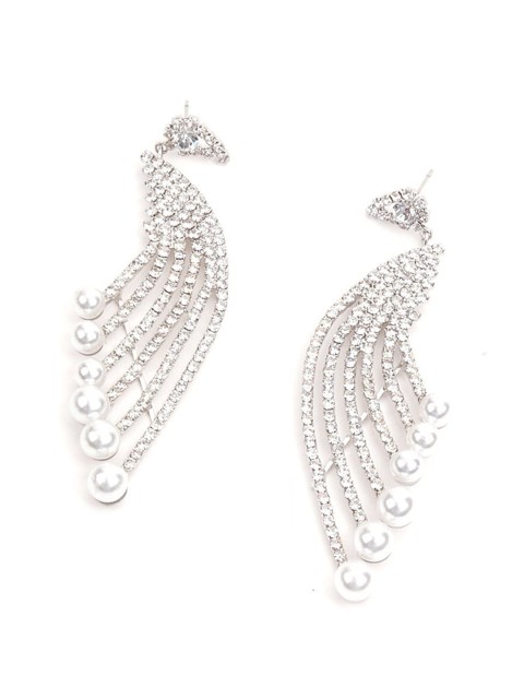 

ODETTE Silver-Toned Contemporary Drop Earrings