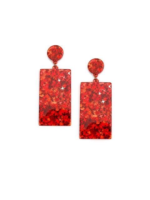 

ODETTE Red Contemporary Drop Earrings