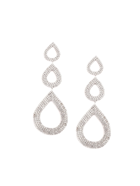 

ODETTE Silver-Toned Contemporary Drop Earrings
