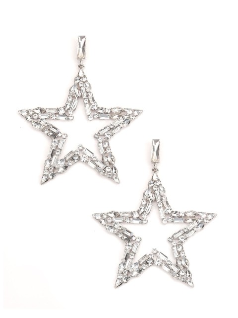 

ODETTE Silver-Toned Star Shaped Drop Earrings