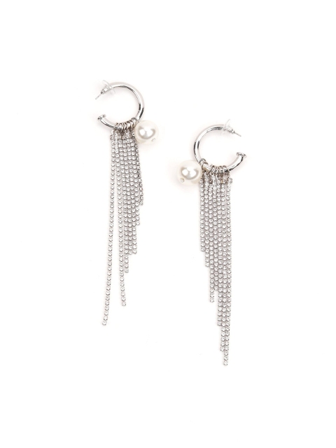

ODETTE Silver-Toned Contemporary Drop Earrings