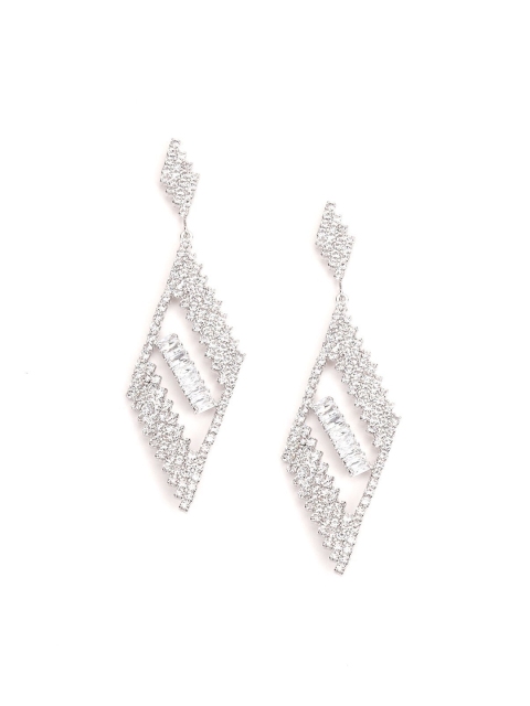 

ODETTE Silver-Toned Contemporary Drop Earrings