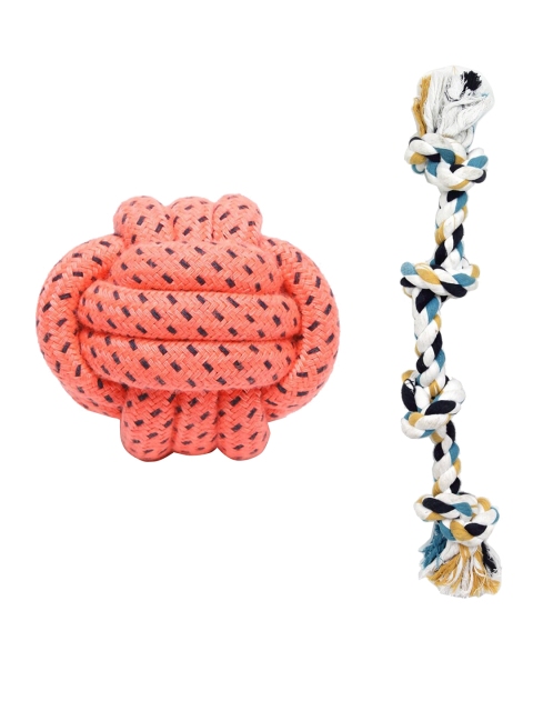 

WIGGLE TWIDDLE Set Of 2 Pure Cotton Dog Rope Toys, Pink