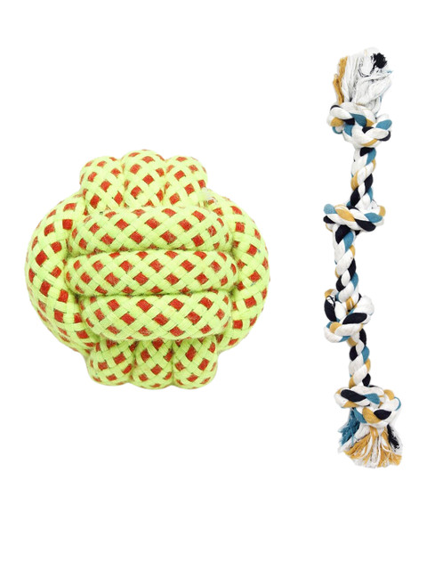 

WIGGLE TWIDDLE Set Of 2 Pure Cotton Dog Rope Toys, Green