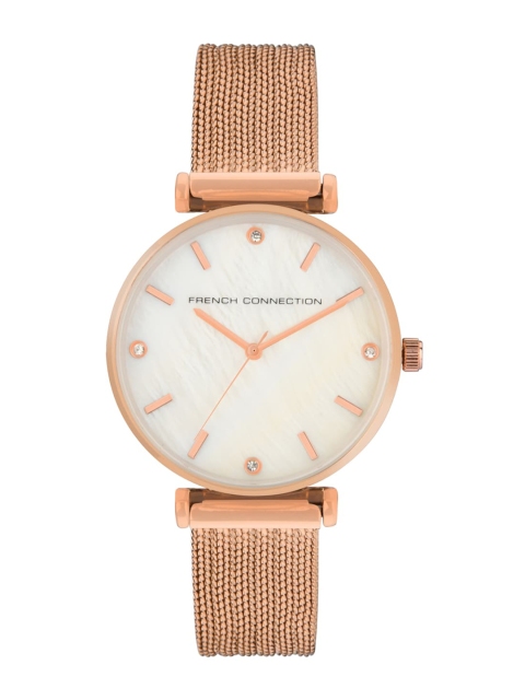 

French Connection Women White Stainless Steel Bracelet Style Straps Watch FC24RGM
