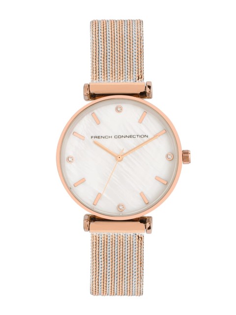 

French Connection Women White Embellished Dial Stainless Steel Watch - FC24SRGM