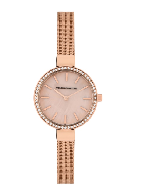 

French Connection Women Rose Embellished Dial Watch FC28RGM, Rose gold