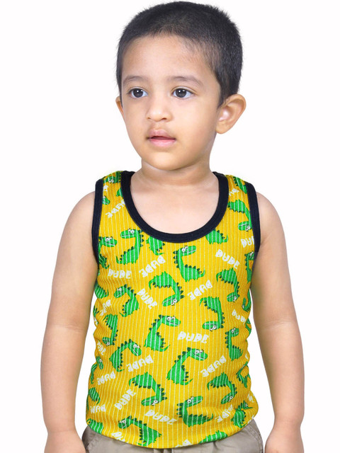 

DChica Boys Yellow Printed Regular Fit Cotton Thermal Vest