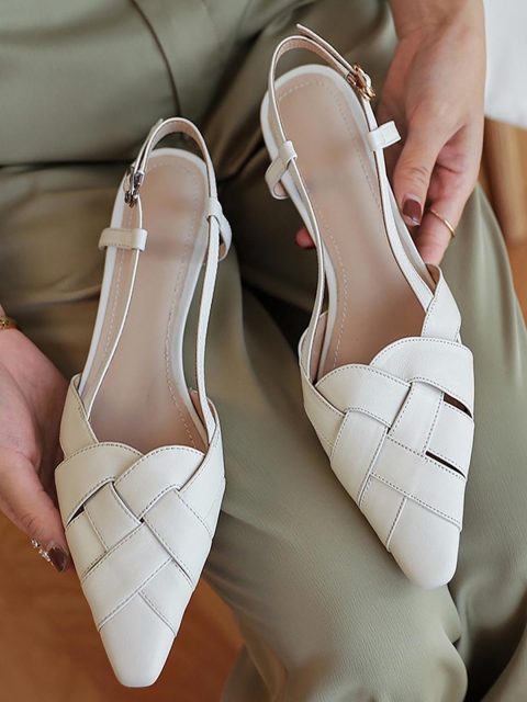 

Street Style Store Women White & Brown Embellished Mules Flats