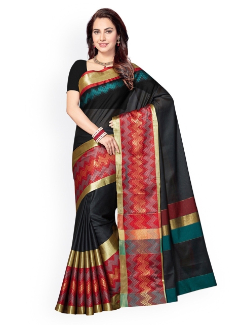 

Ishin Black & Red Woven Design Zari Saree