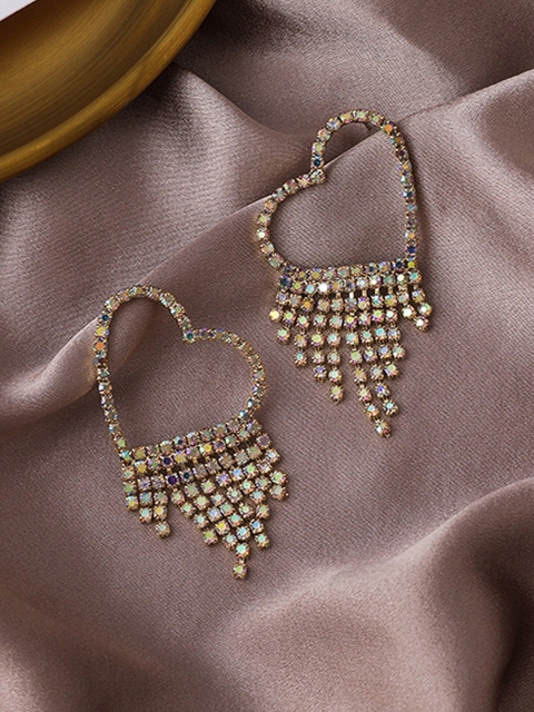 

Bellofox Gold Toned Heart Shaped Drop Earrings